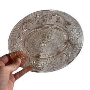 Indiana Tiara Pink Sandwich Glass Oval Snack Plates -‎ Set Of 4